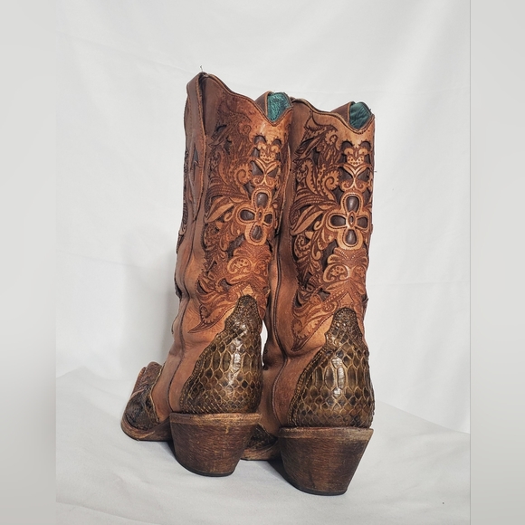 Corral Leather/Python Cowboy Boots - Picture 4 of 7